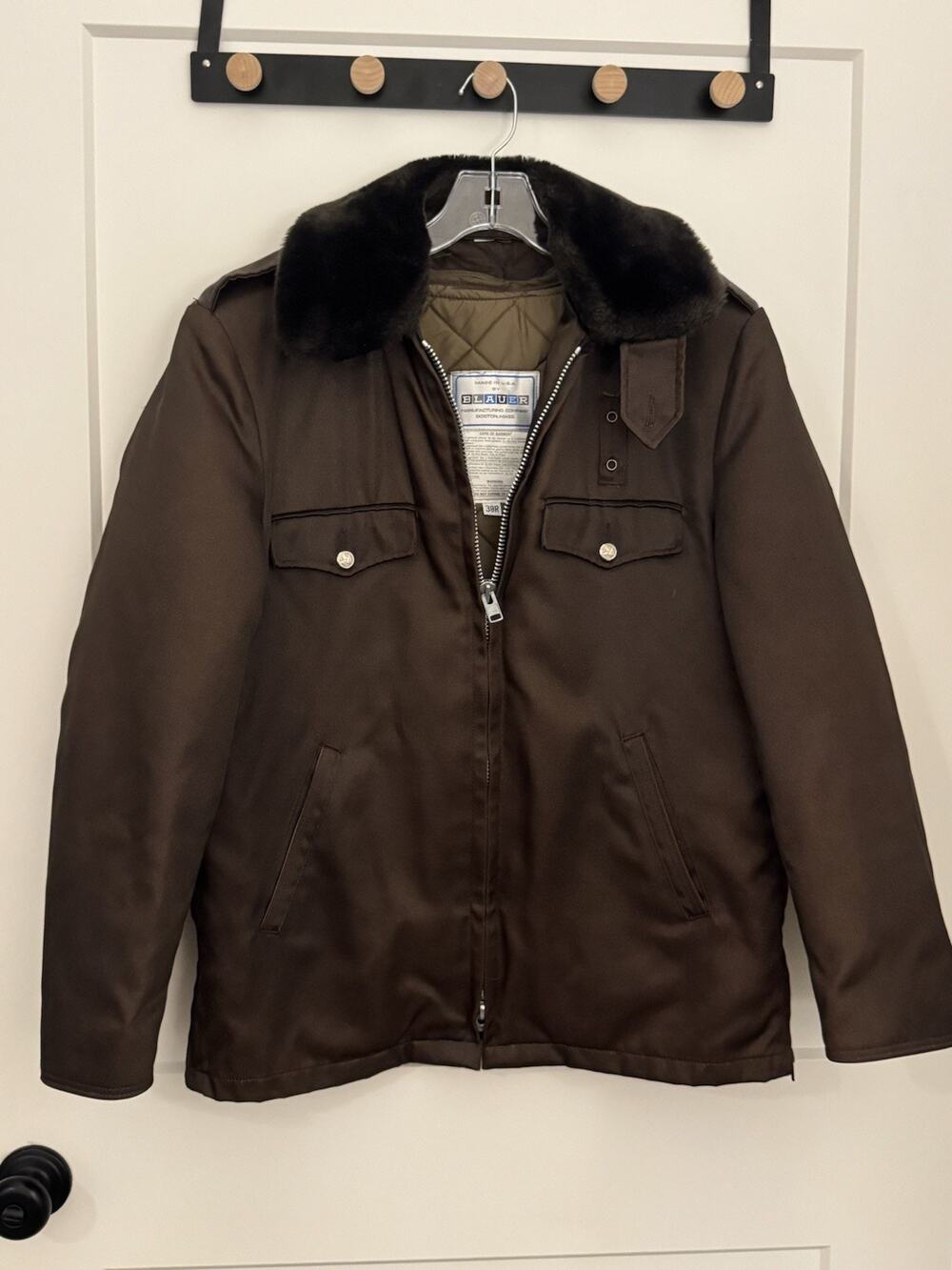 Vintage Brown Blauer Men Jacket Police Work Coat Sz 38R Lined Florida Buttons